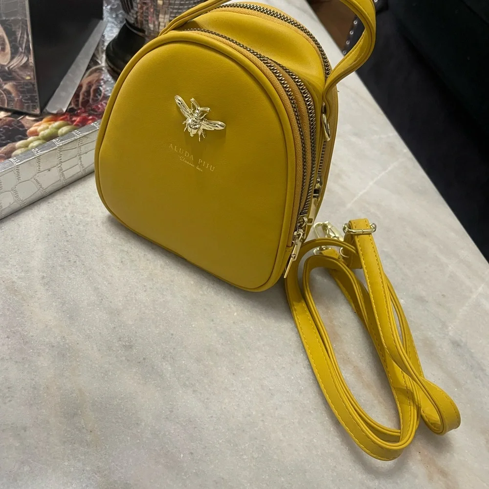 ALUDA  PIJU Yellow Mini Bag with strap crossbody - Picture 9 of 12